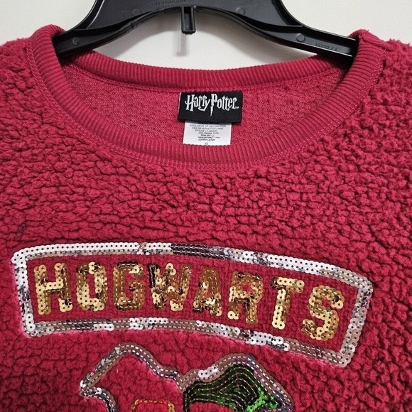 Juniors L (11-13) Harry Potter Hogwarts Sequin Plush Fleece Shirt LN #LT499220 - Picture 3 of 6